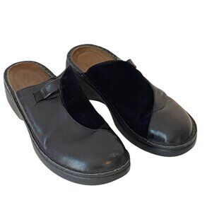 Naot Mule Clogs Black Leather Slip On Comfort Shoes Wedge Womens Size 9 EU 40